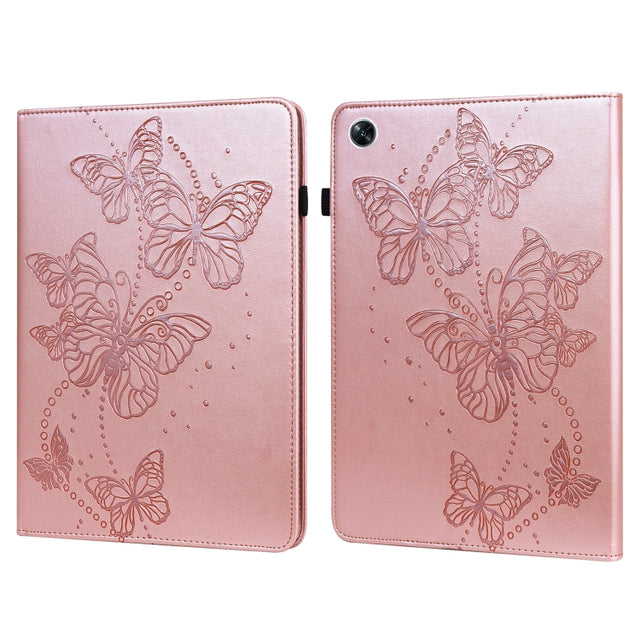 For OPPO Pad Air 2022 Embossed Butterfly Pattern Leather Tablet Case(Pink)
