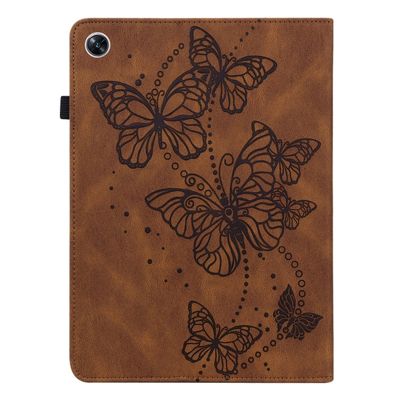 For OPPO Pad Air 2022 Embossed Butterfly Pattern Leather Tablet Case(Brown)