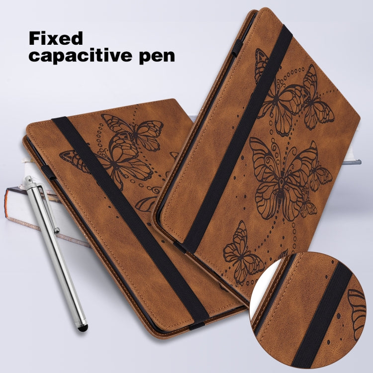 For OPPO Pad Air 2022 Embossed Butterfly Pattern Leather Tablet Case(Brown)