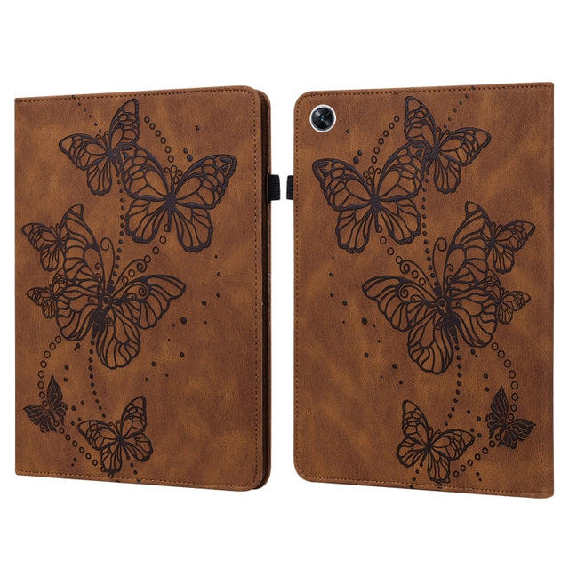 For OPPO Pad Air 2022 Embossed Butterfly Pattern Leather Tablet Case(Brown)