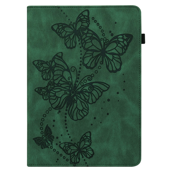For Nokia T20 10.4 2021 Embossed Butterfly Pattern Leather Tablet Case(Green)