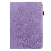 For Lenovo Tab M10 3rd Gen Lace Flower Embossing Pattern Leather Tablet Case(Purple)