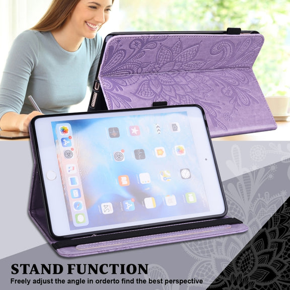 For Lenovo Tab M10 3rd Gen Lace Flower Embossing Pattern Leather Tablet Case(Purple)