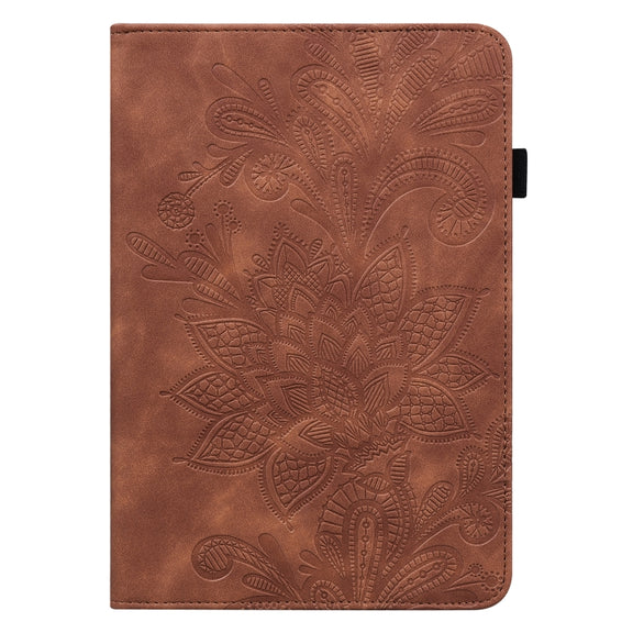 For Lenovo Tab M10 3rd Gen Lace Flower Embossing Pattern Leather Tablet Case(Brown)