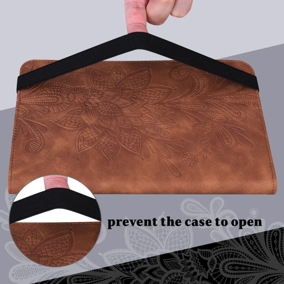 For Lenovo Tab M10 3rd Gen Lace Flower Embossing Pattern Leather Tablet Case(Brown)
