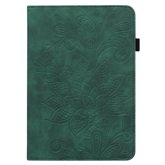 For Lenovo Tab M10 3rd Gen Lace Flower Embossing Pattern Leather Tablet Case(Green)