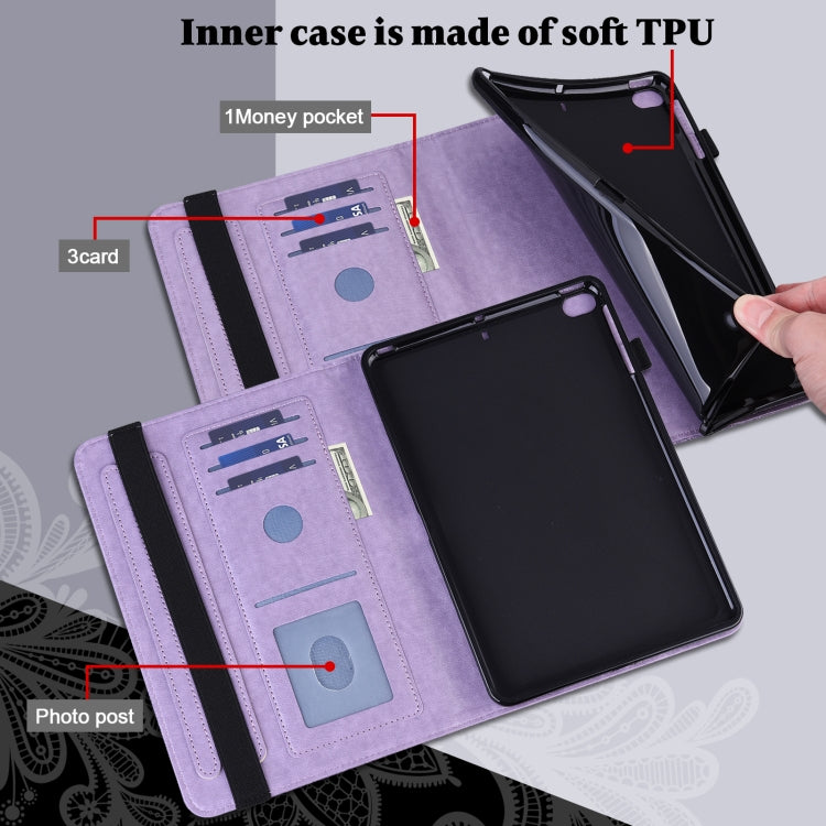 For OPPO Pad Air 2022 Lace Flower Embossing Pattern Leather Tablet Case(Purple)