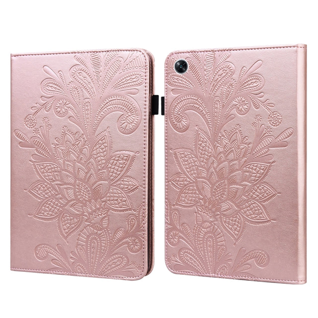 For OPPO Pad Air 2022 Lace Flower Embossing Pattern Leather Tablet Case(Pink)