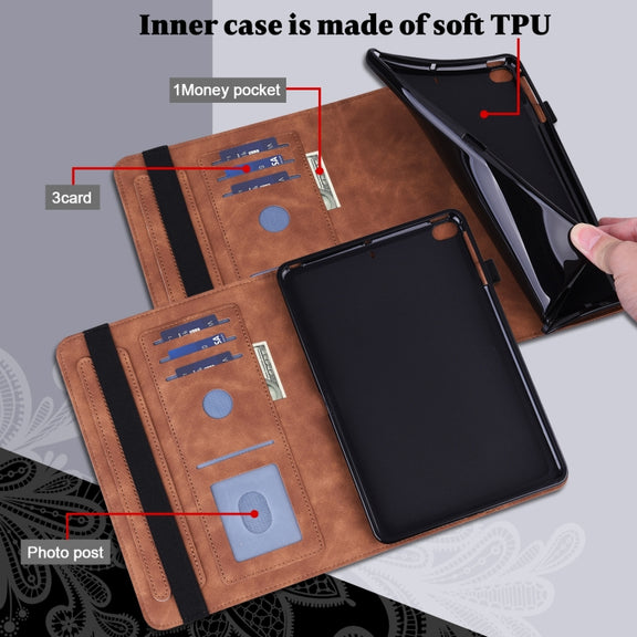 For Realme Pad X Lace Flower Embossing Pattern Leather Tablet Case(Brown)