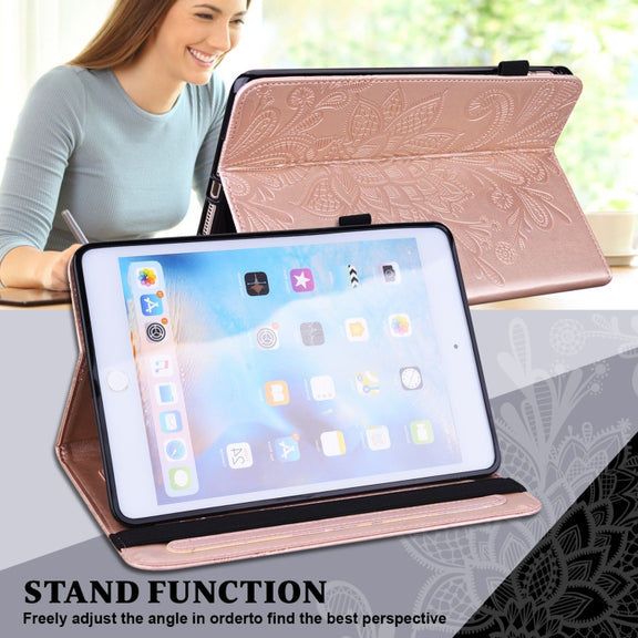 For Nokia T20 10.4 2021 Lace Flower Embossing Pattern Leather Tablet Case(Pink)