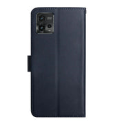 For Motorola Moto G72 4G Genuine Leather Fingerprint-proof Flip Phone Case(Blue)