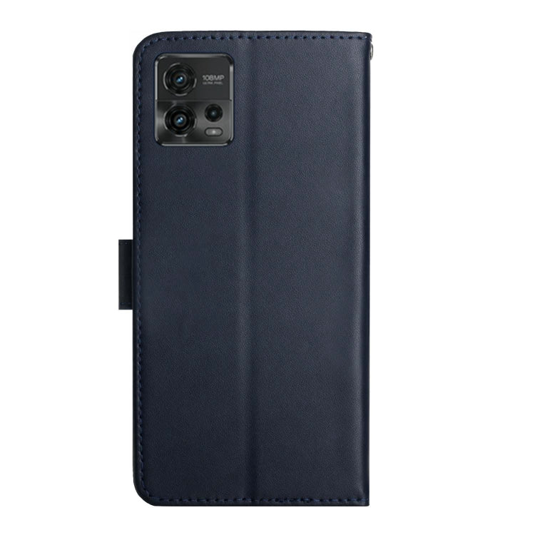 For Motorola Moto G72 4G Genuine Leather Fingerprint-proof Flip Phone Case(Blue)
