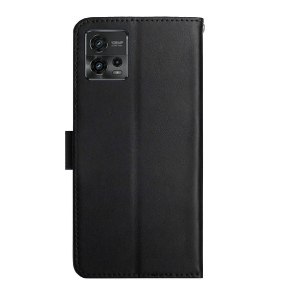 For Motorola Moto G72 4G Genuine Leather Fingerprint-proof Flip Phone Case(Black)