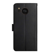 For Sharp Aquos Sense7 SH-V48 Genuine Leather Fingerprint-proof Flip Phone Case(Black)