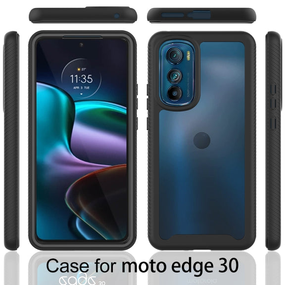 For Motorola Moto Edge 30 Starry Sky Full Body Hybrid Shockproof Phone Case(Black)