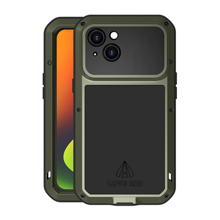 For iPhone 14 LOVE MEI Metal Shockproof Life Waterproof Dustproof Phone Case(Army Green) - iPhone 14 Cases by LOVE MEI | Online Shopping South Africa | PMC TechLife | Buy Now Pay Later Mobicred