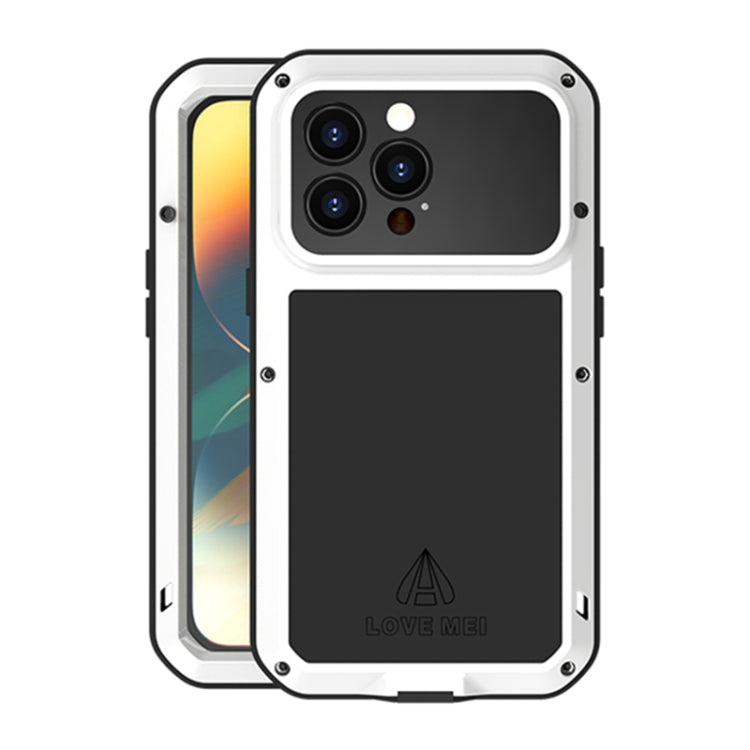 For iPhone 14 Pro LOVE MEI Metal Shockproof Life Waterproof Dustproof Phone Case(White) - free shipping - PMC TechLife - Order now!