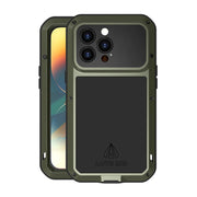 For iPhone 14 Pro LOVE MEI Metal Shockproof Life Water-resistant Dustproof Phone Case(Army Green)