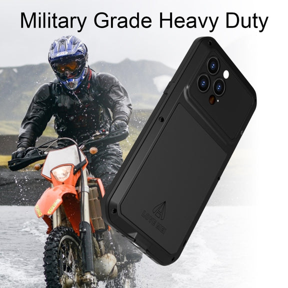 For iPhone 14 Pro LOVE MEI Metal Shockproof Life Water-resistant Dustproof Phone Case(Army Green)