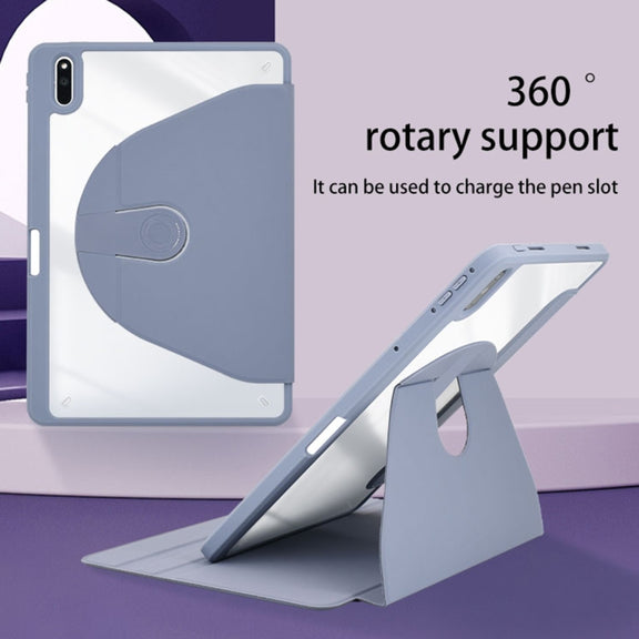For Huawei MatePad 10.4 Acrylic 360 Degree Rotation Holder Tablet Leather Case(White Ice)