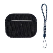 For AirPods Pro 2 Nylon Water-resistant Wireless Earphone Case with Lanyard(Black)