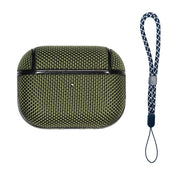 For AirPods Pro 2 Nylon Water-resistant Wireless Earphone Case with Lanyard(Army Green)