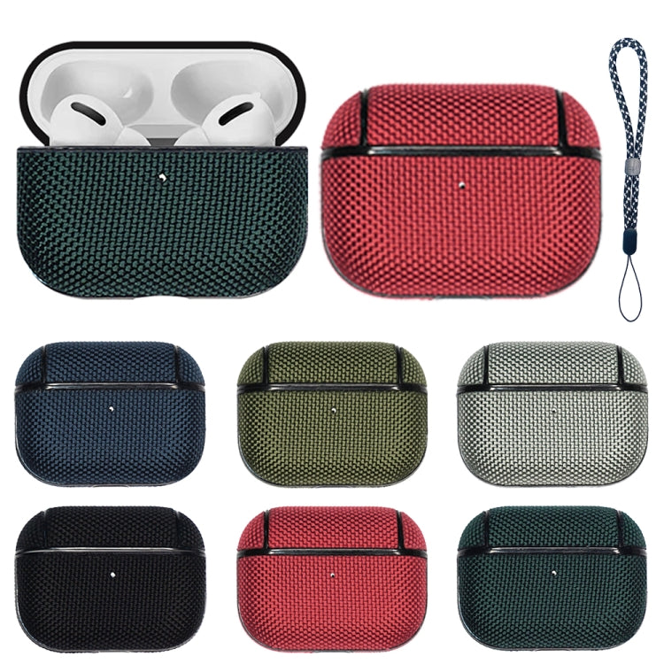 For AirPods Pro 2 Nylon Water-resistant Wireless Earphone Case with Lanyard(Grey)