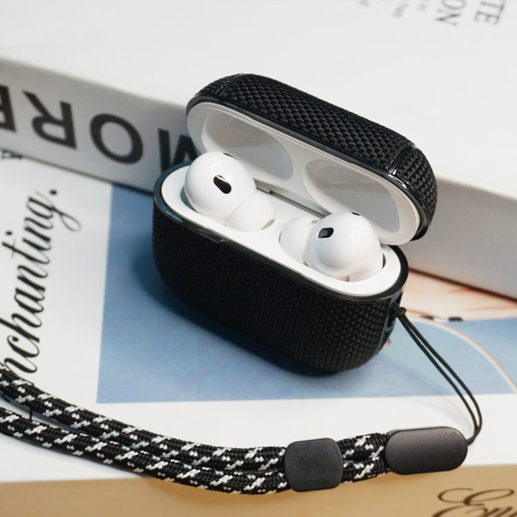 For AirPods Pro 2 Nylon Waterproof Wireless Earphone Case with Lanyard(Black) - For AirPods Pro 2 by PMC Jewellery | Online Shopping South Africa | PMC Jewellery | Buy Now Pay Later Mobicred