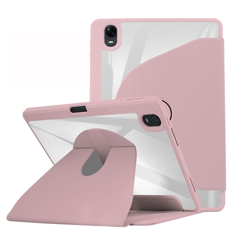 For OPPO Pad Air 10.3 2022 Acrylic 360 Degree Rotation Holder Tablet Leather Case(Baby Pink) - OPPO by PMC TechLife | Online Shopping South Africa | PMC TechLife | Buy Now Pay Later Mobicred