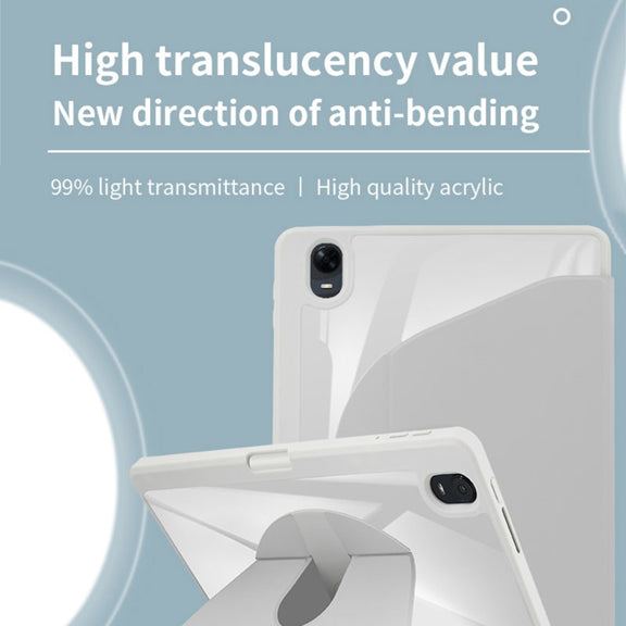 For OPPO Pad Air 10.3 2022 Acrylic 360 Degree Rotation Holder Tablet Leather Case(Grey)