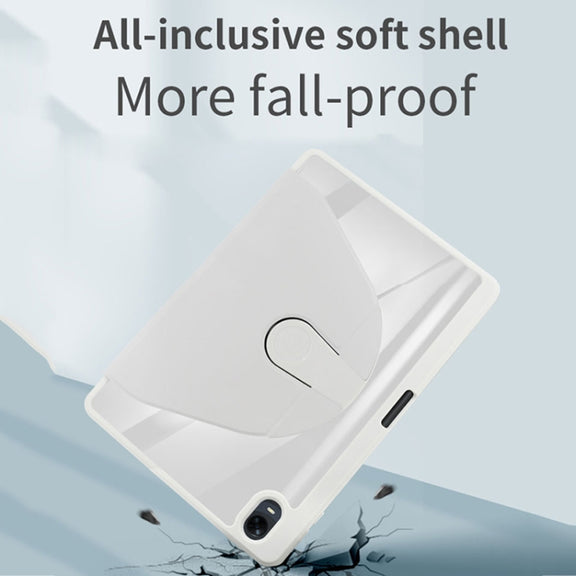 For OPPO Pad Air 10.3 2022 Acrylic 360 Degree Rotation Holder Tablet Leather Case(Grey)