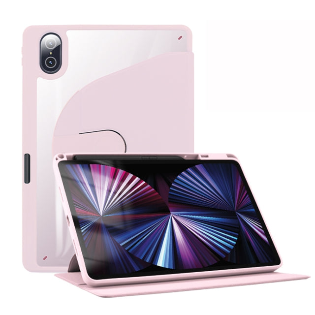 For Honor Tablet V7 Pro Acrylic 360 Degree Rotation Holder Tablet Leather Case(Baby Pink) - Honor by PMC TechLife | Online Shopping South Africa | PMC TechLife | Buy Now Pay Later Mobicred