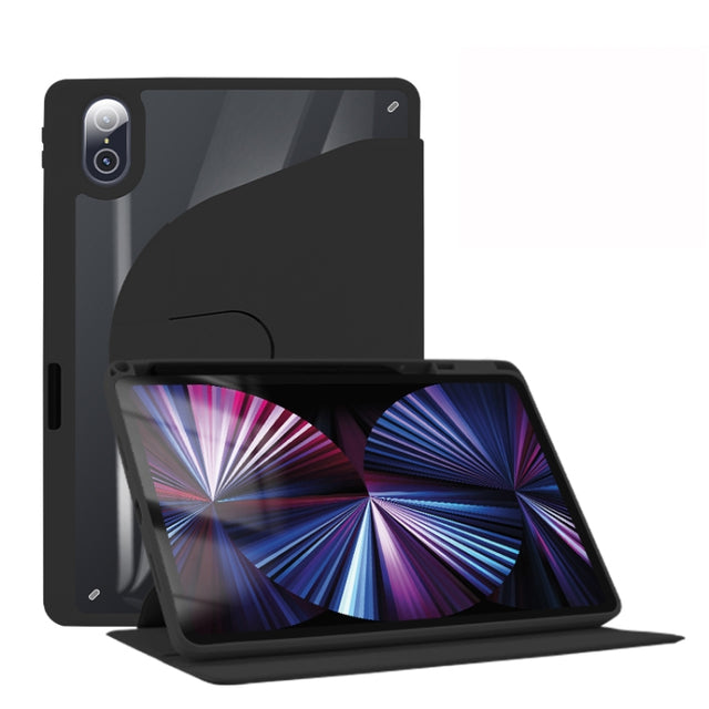 For Honor Tablet V7 Pro Acrylic 360 Degree Rotation Holder Tablet Leather Case(Black) - Honor by PMC TechLife | Online Shopping South Africa | PMC TechLife | Buy Now Pay Later Mobicred
