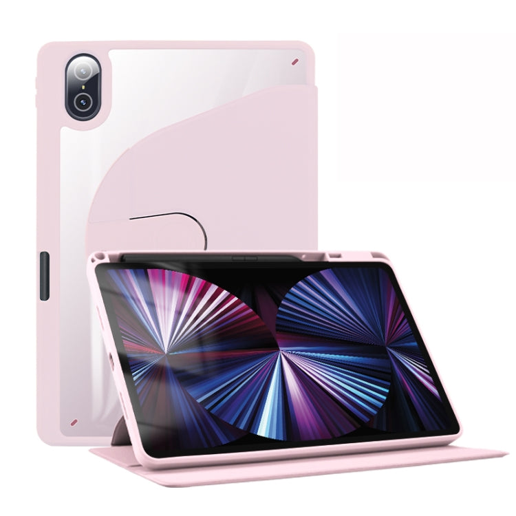 For Honor Pad 8 12 inch 2022 Acrylic 360 Degree Rotation Holder Tablet Leather Case(Baby Pink) - Honor by PMC TechLife | Online Shopping South Africa | PMC TechLife | Buy Now Pay Later Mobicred