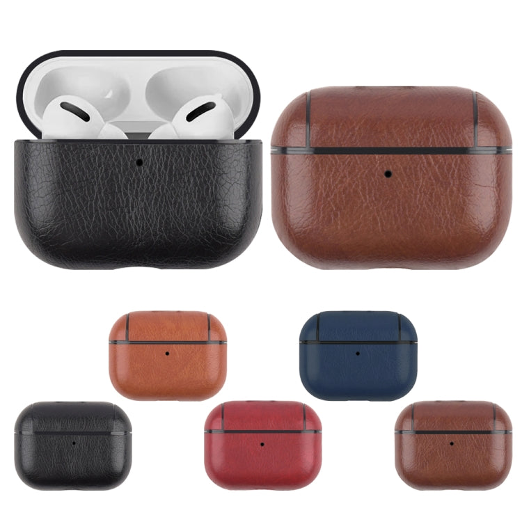For AirPods Pro 2 Wireless Earphone Leather Shockproof Protective Case(Dark Brown) - For AirPods Pro 2 by PMC Jewellery | Online Shopping South Africa | PMC Jewellery | Buy Now Pay Later Mobicred