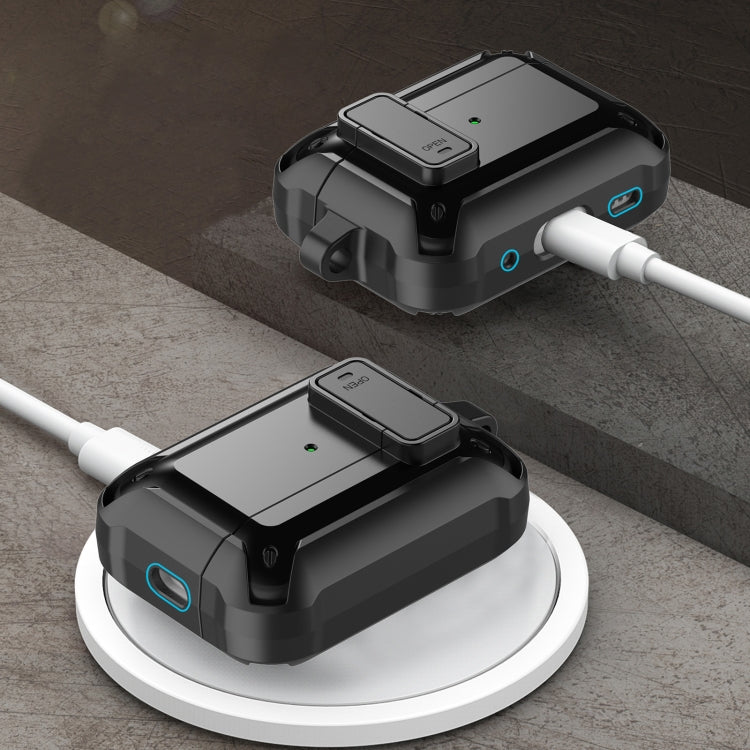 For AirPods Pro 2 Bumblebee Wireless Earphones Silicone Case with Switch & Lanyard Hole(Black Blue)