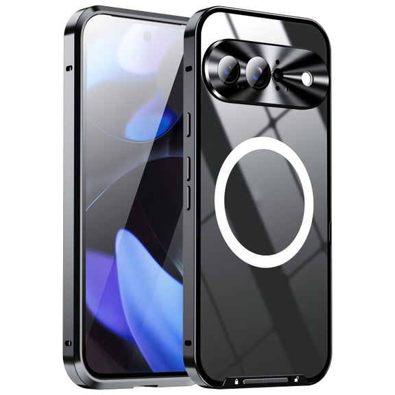 For Google Pixel 9 MagSafe Magnetic Frosted Metal Phone Case(Black)