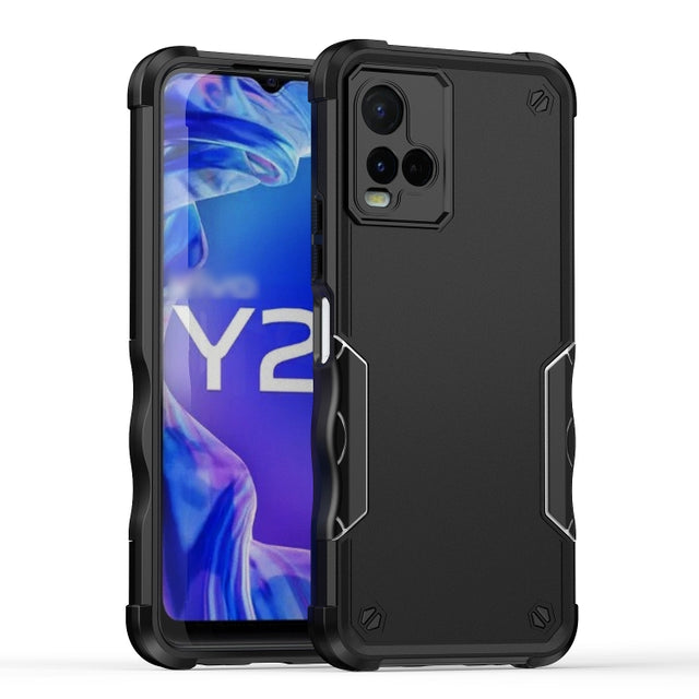 For vivo Y21 / Y21s / Y33 Non-slip Shockproof Armor Phone Case(Black)