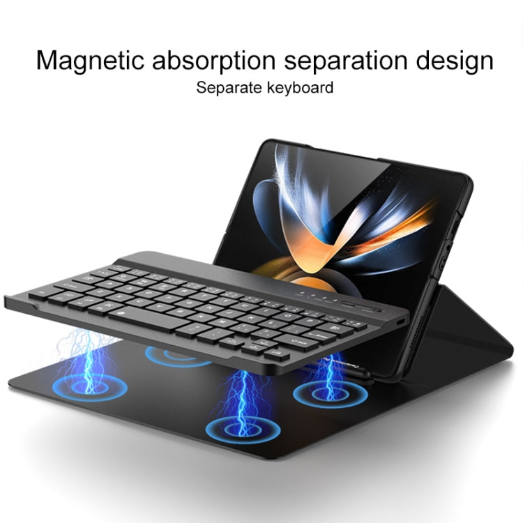 For Samsung Galaxy Z Fold3 5G Magnetic Folding Bluetooth Keyboard Leather Case(Dark Green) - Samsung Keyboard by PMC TechLife | Online Shopping South Africa | PMC TechLife