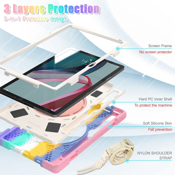 For Lenovo Pad Pro 2022 11.2 inch Silicone + PC Protective Tablet Case(Colorful Pink)