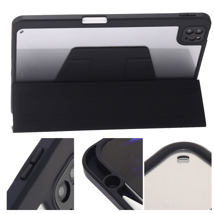 For iPad Air 13 2025 / 2024 / Pro 12.9 2022 3-Fold 360 Rotation Acrylic Leather Smart Tablet Case(Black) - iPad Pro 12.9 (2022/2021) Cases by PMC TechLife | Online Shopping South Africa | PMC TechLife | Buy Now Pay Later Mobicred