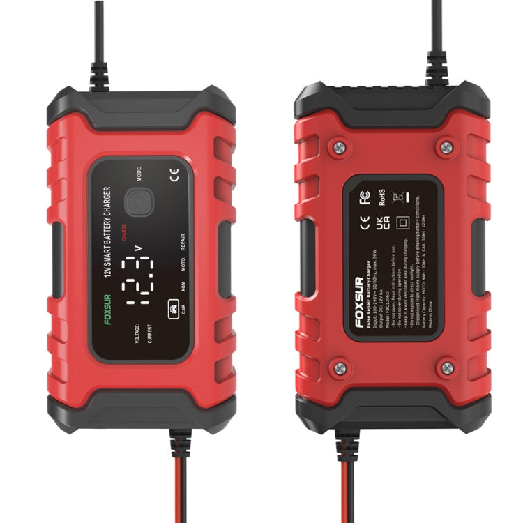 FOXSUR 6A 12V Motorcycle / Car Smart Battery Charger, Plug Type:US Plug(Red)