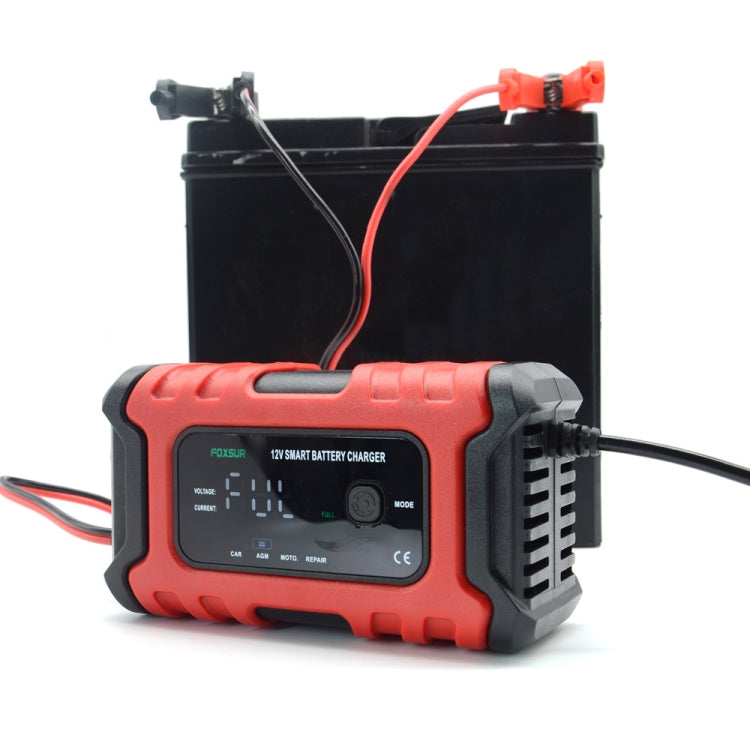 FOXSUR 6A 12V Motorcycle / Car Smart Battery Charger, Plug Type:US Plug(Red) - free shipping - PMC TechLife - Order now!