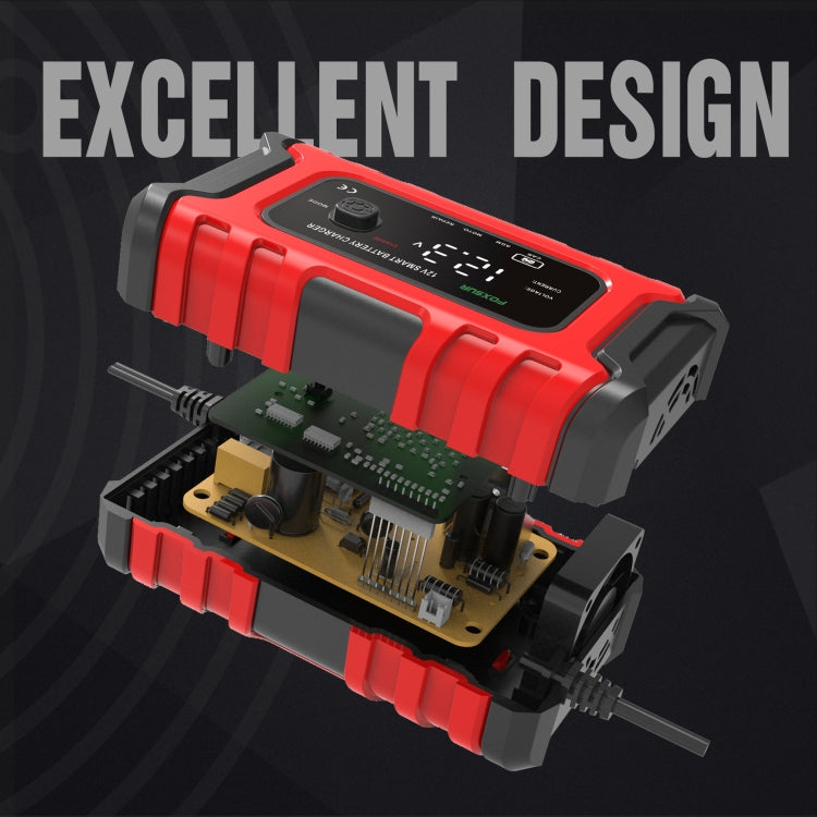 FOXSUR 6A 12V Motorcycle / Car Smart Battery Charger, Plug Type:UK Plug(Red) - free shipping - PMC TechLife - Order now!