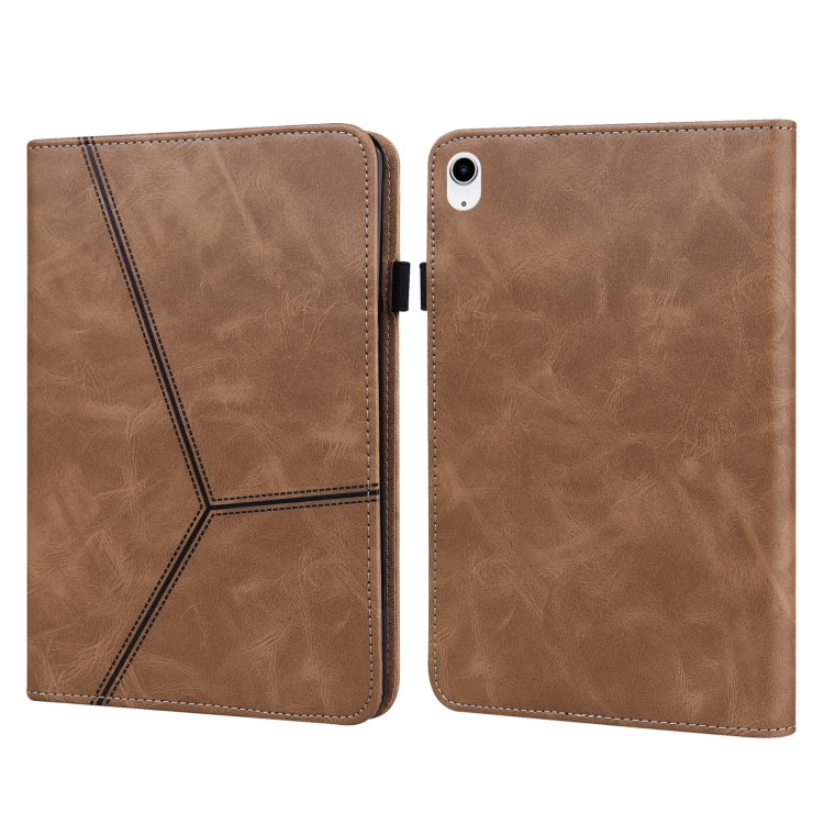 For iPad 2025 / 2022 Solid Color Embossed Striped Leather Tablet Case(Brown) - iPad 2025 / 2022 Cases by PMC TechLife | Online Shopping South Africa | PMC TechLife | Buy Now Pay Later Mobicred