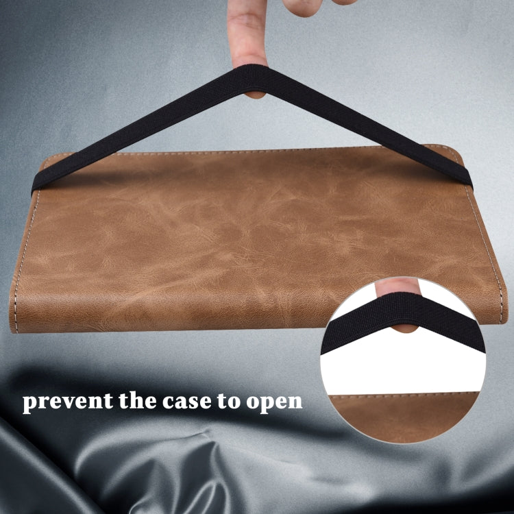 For iPad 2025 / 2022 Solid Color Embossed Striped Leather Tablet Case(Brown) - iPad 2025 / 2022 Cases by PMC TechLife | Online Shopping South Africa | PMC TechLife | Buy Now Pay Later Mobicred