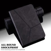 For iPad 2025 / 2022 Solid Color Embossed Striped Leather Tablet Case(Black)