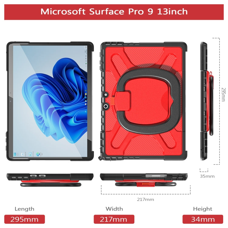 For MicroSoft Surface Pro 9 / 10 / 11 Handle Rotatable Kickstand Shockproof Tablet Case(Red) - Others by PMC TechLife | Online Shopping South Africa | PMC TechLife | Buy Now Pay Later Mobicred