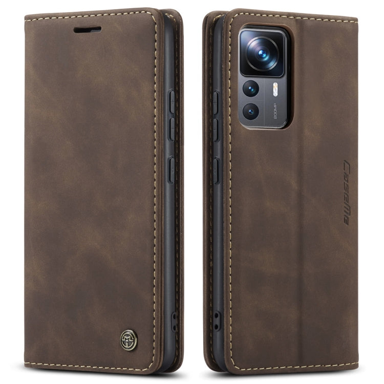 For Xiaomi 12T / 12T Pro CaseMe 013 Multifunctional Horizontal Flip Leather Phone Case(Coffee) - free shipping - PMC Jewellery - Order now!