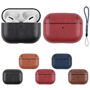 For AirPods Pro 2 Wireless Earphone Leather Shockproof Protective Case with Lanyard(Dark Brown)